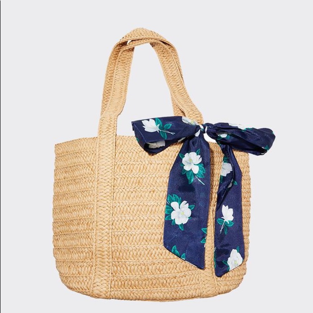 Draper James Straw Bag with Floral Scarf